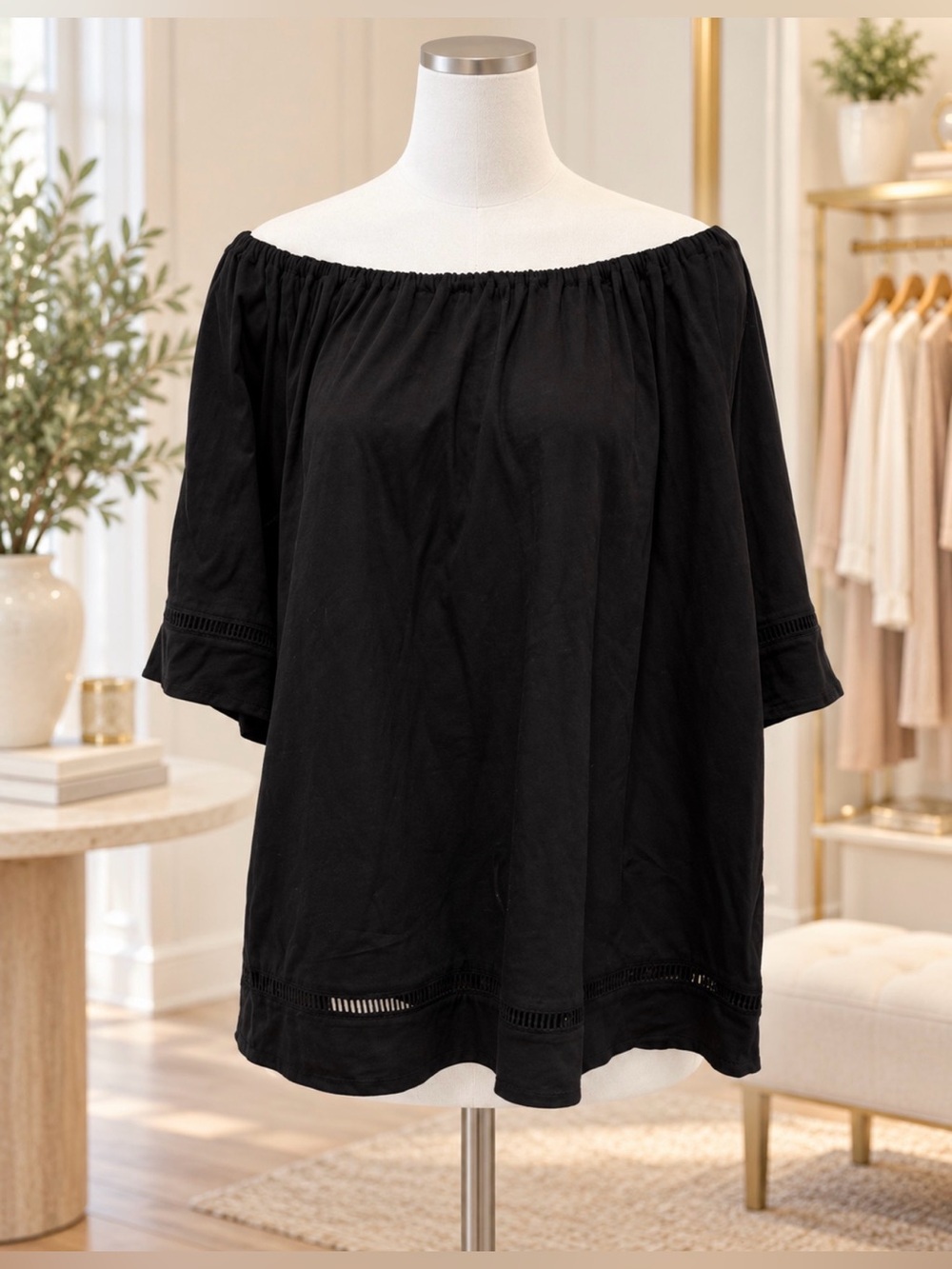 MICHAEL Michael Kors Black off shoulder cotton Blouse size large
